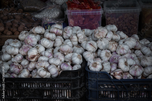 garlic in a market
