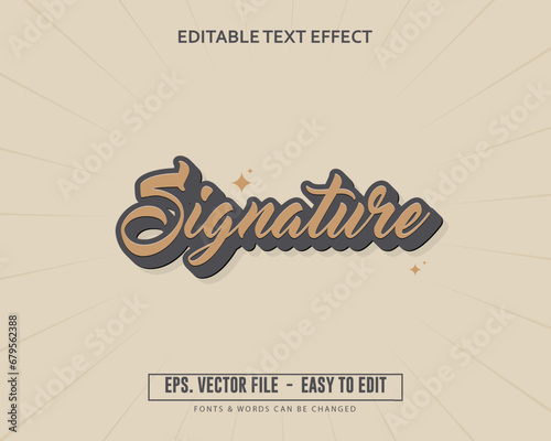 Editable text effect vintage signature old trending style