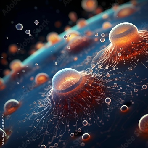 AI illustration of a microscopic image of protozoa. photo