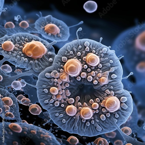 AI illustration of a microscopic image of protozoa. photo