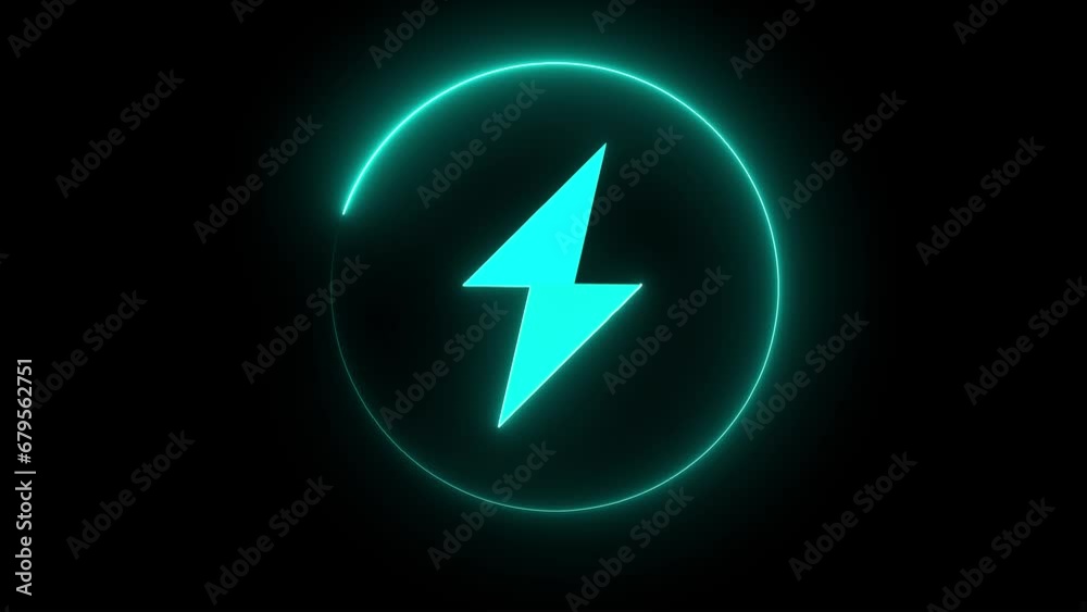 Neon glowing energy sign animation on dark background Neon glowing energy sign animation on dark background