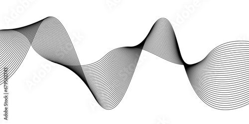 Wavy abstract stripes. Curved line vector elements for music design.Abstract wave element for design.Wave line art, Curved smooth design. Vector illustration.Modern Vector Background with Black Wavy L