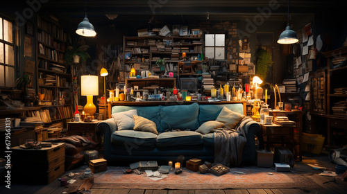 Messy and dirty living room. © andranik123