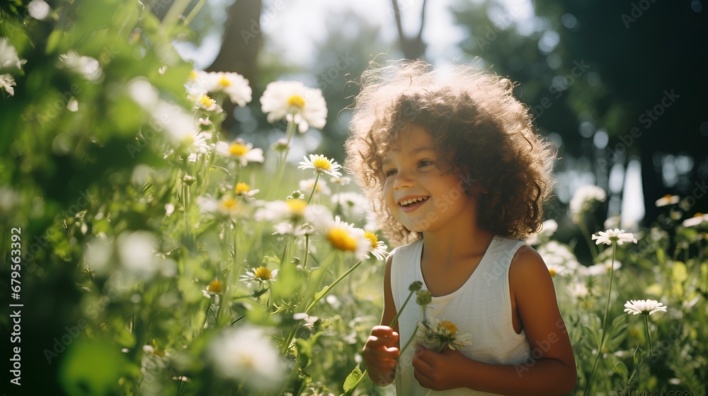 summer, sunny day, park, forest, flowers, children, cute girl. generative AI summer, sunny day, park, forest, flowers, children, cute girl. generative AI