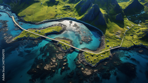 Aerial view of Lofoten bridge © Little