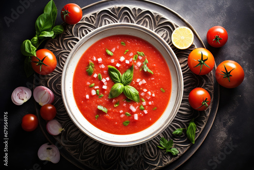 Tomato Soup with Basil and Onions 