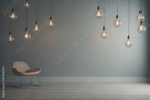 Interior background with lights bulbs
