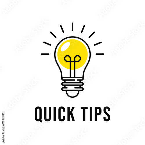 Quick tip hint vector icon bulb. Fact tip idea line icon logo guide