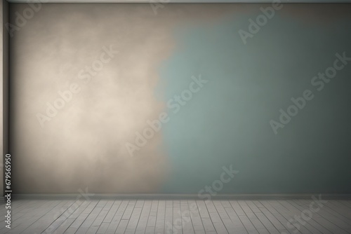 Interior background of empty room with stucco wall, plant and closed door © Marko