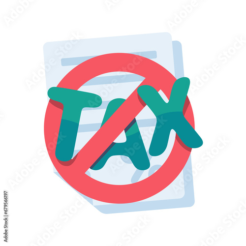 tax document icon Tax filing documents with prohibition sign concept of not paying taxes