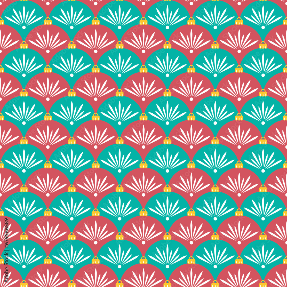 Vector seamless pattern with christmas balls. Green and red holiday background. Fabric textile print Vector seamless pattern with christmas balls. Green and red holiday background. Fabric textile print