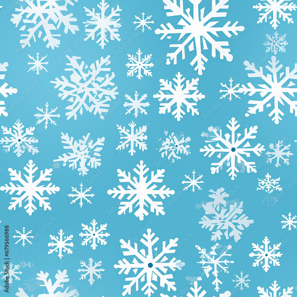 Snowflakes seamless pattern on a blue background. Vector illustration.