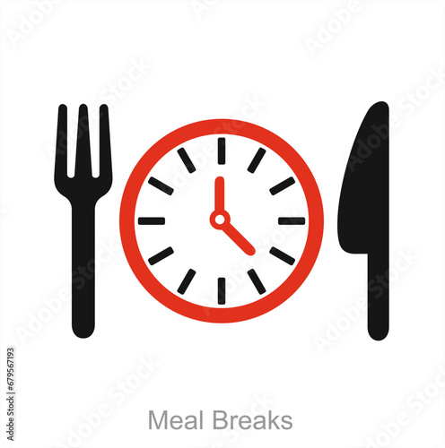 Meal Breaks and food icon concept