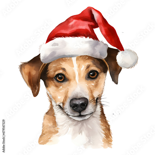Jack Russell in christmas theme, watercolor illustration © CHANIDA