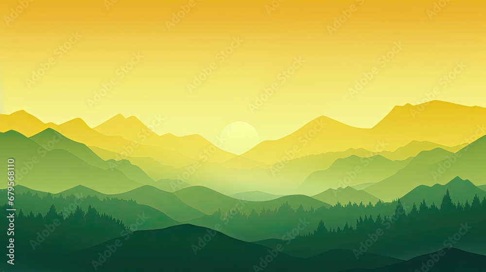 Obraz premium Nature illustration sunset landscape atmosphere. Environment theme.