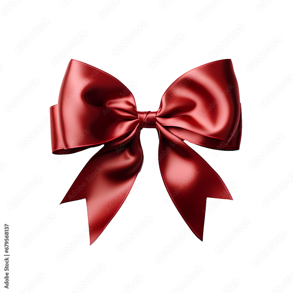 Fototapeta premium Christmas red ribbon illustration on transparent background, Christmas decoration, holiday decoration material, vector illustration