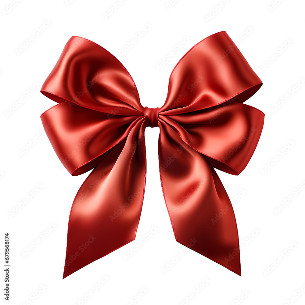 Christmas red ribbon illustration on transparent background, Christmas decoration, holiday decoration material, vector illustration