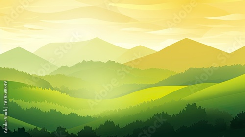 Nature illustration sunset landscape atmosphere. Environment theme. © Xabrina