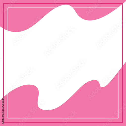 Frame or border. Pink and white background color with stripe line and wavy shapes.