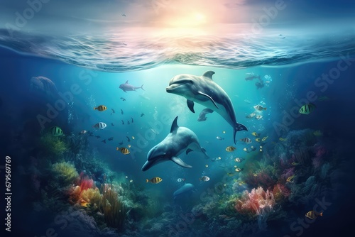 underwater sea world backdrop marine life fun © Align