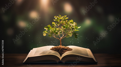 Wisdom education and knowledge concept tree growing