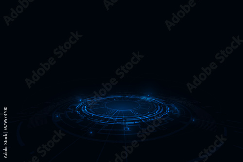 Vector abstract futuristic technology tech circle sci fi concept. Blue hi-tech background.
