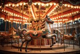 Festive carousel with flying reindeer instead of horses. 