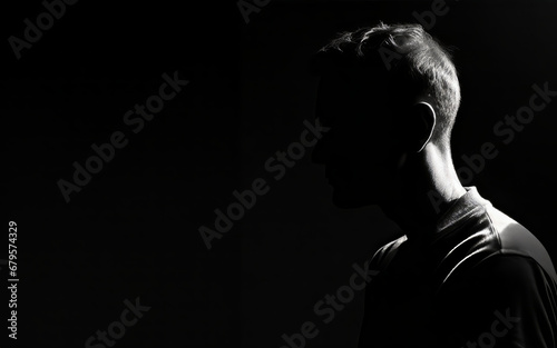 Generated Image AI Mental Health: Anxiety and Depression in men, hiding in the shadows photo