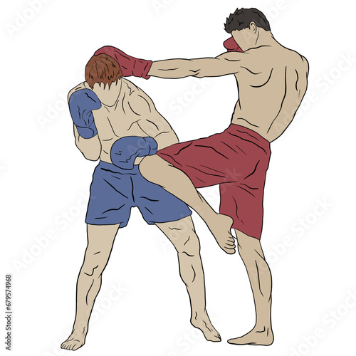 muay thai illustration vector full colour