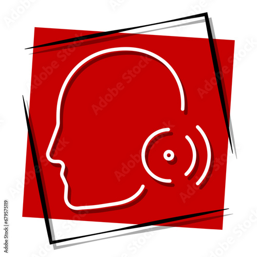 migraine red banner in frame. Vector illustration.