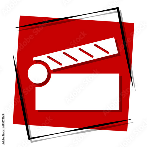 Movie clap red banner in frame. Vector illustration.