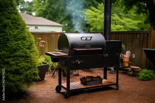 Smoker in backyard. Generative AI