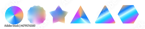 Hologram sticker, olographic labels for product guarantee set. Vector abstract illustration.