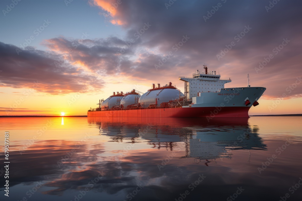 Lng tanker ship symbol of global fuel industrys significance in trade and energy transportation. Lng tanker ship symbol of global fuel industrys significance in trade and energy transportation.