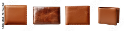 Leather wallet Hyperrealistic Highly Detailed Isolated On Transparent Background Png File