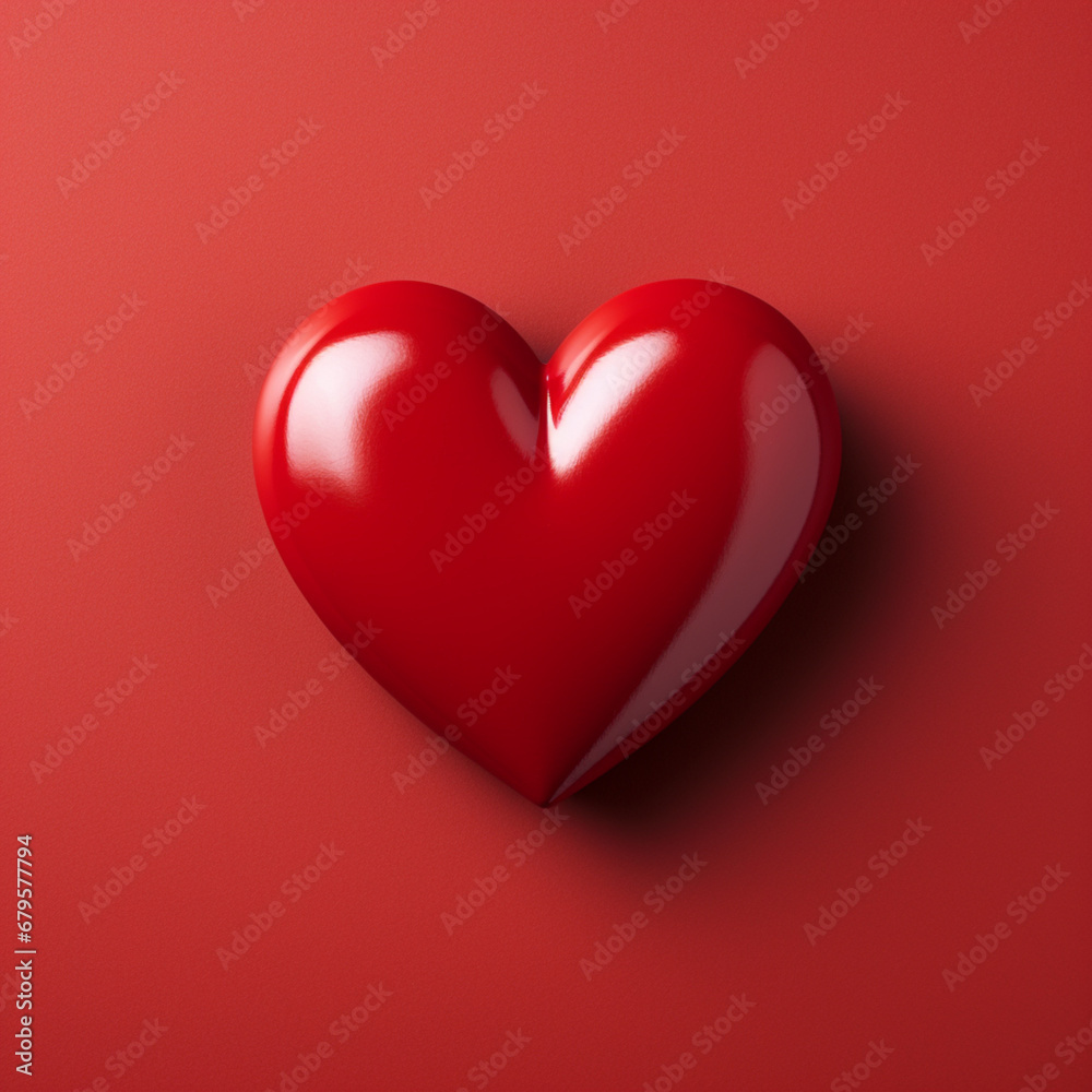 Red heart on a red background. 3d rendering, 3d illustration,Generative AI