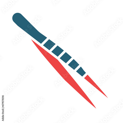 Tweezers Glyph Two Color Icon Design