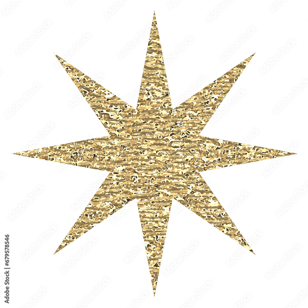 Fototapeta premium Golden star isolated on white PNG