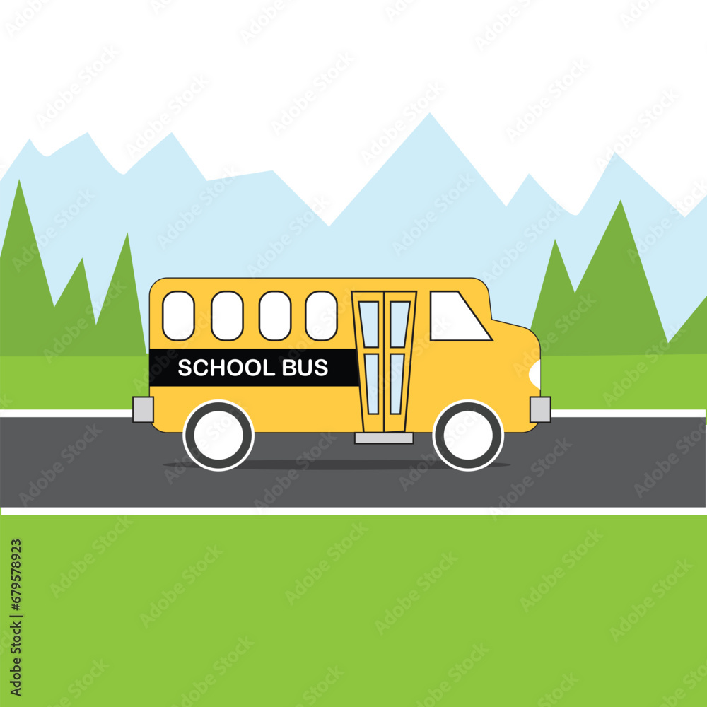 School bus vector art with background