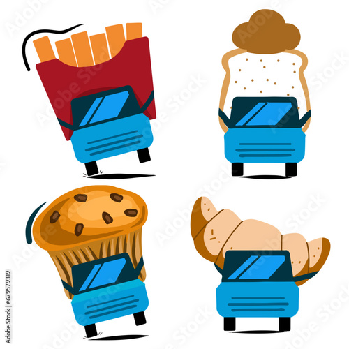 cute bread car vector design