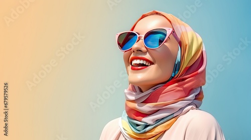 modern colorful stylish outfit photoshoot of a muslim photo