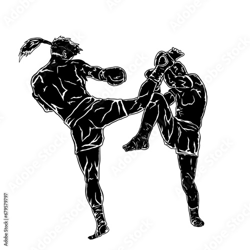 muay thai fighter vector silhouette
