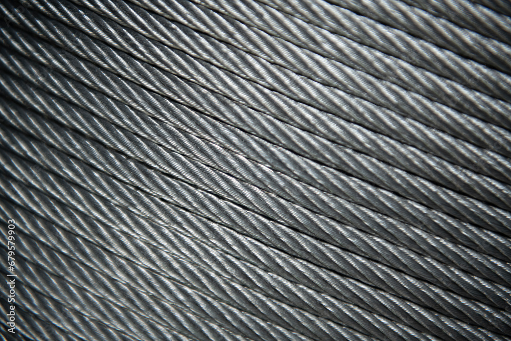 Steel cable texture. Steel wire rope or steel sling. Use for industrial or construction background. Steel cable lubricated with grease. Istanbul Türkiye.