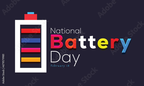 National Battery Day. background, banner, card, poster, template. Vector illustration.
