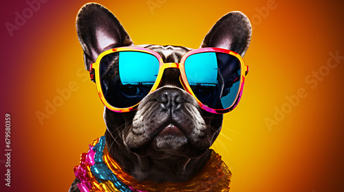 French Bulldog dog wearing sunglasses © UsamaR