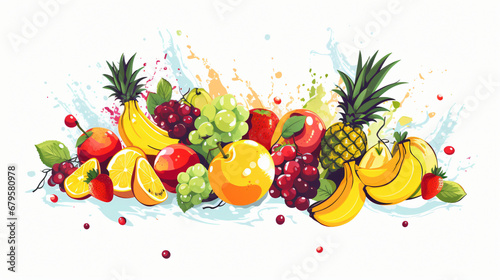 Fresh juice logo. Illustration of fruits and berries