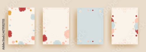 artistic universal template with colorful flowers and border design in set
