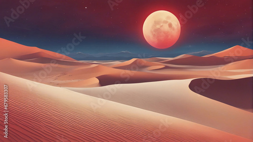 Desert landscape with moon.