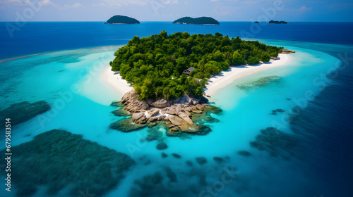 Secluded island in pristine turquoise waters
