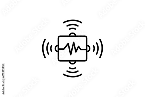 advanced sensors icon. sensor with data waves. icon related to technology. line icon style. simple vector design editable
